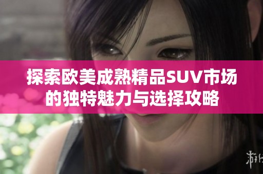 探索欧美成熟精品SUV市场的独特魅力与选择攻略