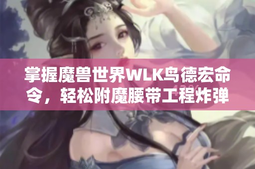 掌握魔兽世界WLK鸟德宏命令，轻松附魔腰带工程炸弹技巧