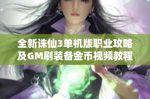 全新诛仙3单机版职业攻略及GM刷装备金币视频教程详解