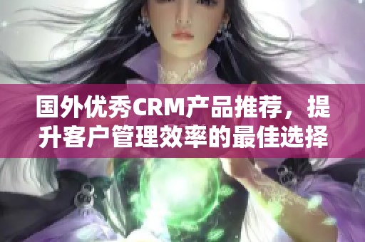 国外优秀CRM产品推荐，提升客户管理效率的最佳选择