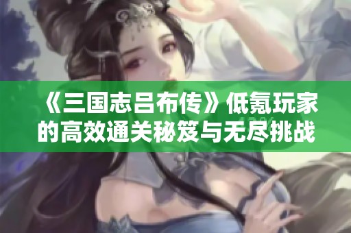 《三国志吕布传》低氪玩家的高效通关秘笈与无尽挑战攻略