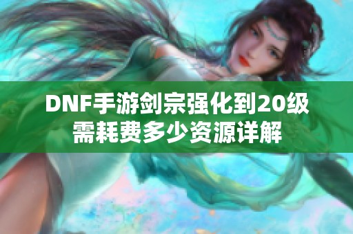 DNF手游剑宗强化到20级需耗费多少资源详解