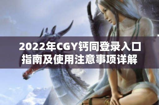 2022年CGY钙同登录入口指南及使用注意事项详解