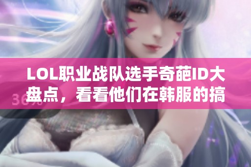 LOL职业战队选手奇葩ID大盘点，看看他们在韩服的搞笑选择