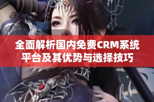 全面解析国内免费CRM系统平台及其优势与选择技巧